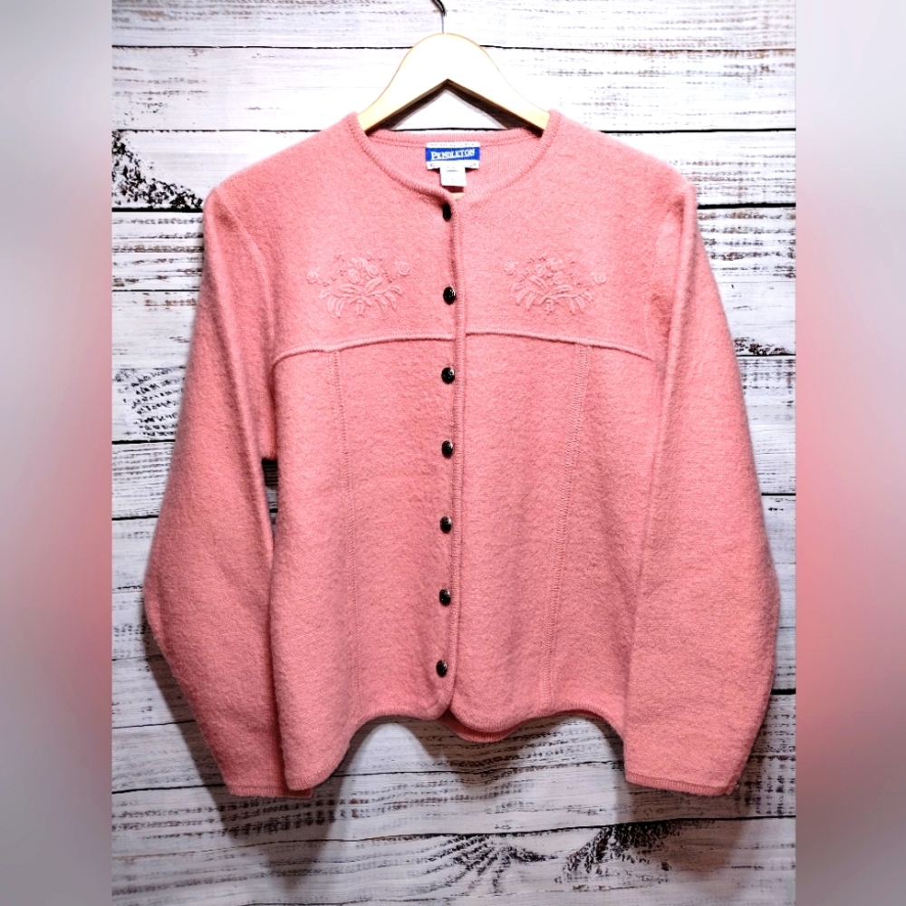Pendleton 100% Wool Women's Pink Button Cardigan … - image 1